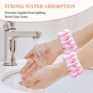12Pcs Women's Face Washing Wristbands Wrist Towels for Washing Face, Microfiber Wrist Bands for Washing Face, Reusable Absorbent Wrist Spa Washband, Prevent Water from Spilling Down Your Arms (B)