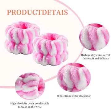 12Pcs Women's Face Washing Wristbands Wrist Towels for Washing Face, Microfiber Wrist Bands for Washing Face, Reusable Absorbent Wrist Spa Washband, Prevent Water from Spilling Down Your Arms (B)