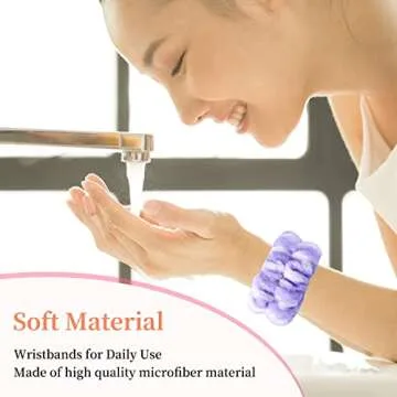 12Pcs Women's Face Washing Wristbands Wrist Towels for Washing Face, Microfiber Wrist Bands for Washing Face, Reusable Absorbent Wrist Spa Washband, Prevent Water from Spilling Down Your Arms (B)