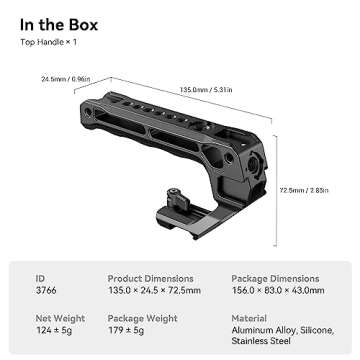 SmallRig Lightweight NATO Top Handle - Quick Release NATO Grip for DSLR Camera Cage - Universal Top Handle with 5 Cold Shoe Adapters and NATO Clamp (Lite) - 3766