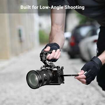 SmallRig Lightweight NATO Top Handle - Quick Release NATO Grip for DSLR Camera Cage - Universal Top Handle with 5 Cold Shoe Adapters and NATO Clamp (Lite) - 3766