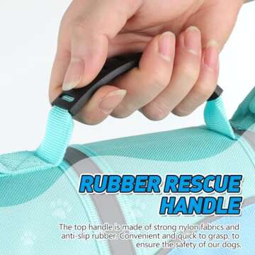 Doglay Dog Life Jacket, Ripstop Cute Shark Dog Life Jacket with Superior Buoyancy and Rescue Handle, Adjustable Dog Life Vests for Swimming Boating, Pet Flotation Vest for Small Medium Large Dogs