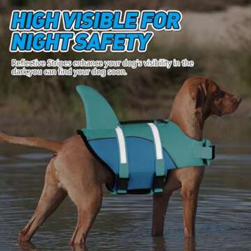 Doglay Dog Life Jacket, Ripstop Cute Shark Dog Life Jacket with Superior Buoyancy and Rescue Handle, Adjustable Dog Life Vests for Swimming Boating, Pet Flotation Vest for Small Medium Large Dogs
