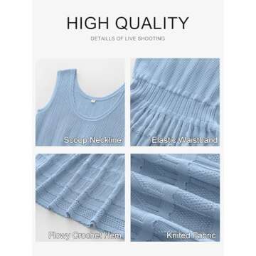 ANRABESS Womens Summer Mini Dress Sleeveless Scoop Neck Knit Tank Dresses Trendy Casual Crochet A Line Flowy Beach Sundress Blue Large