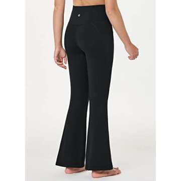 BALEAF Girls' Flare Leggings Bell Bottom Pants Yoga Dance Kids Cute Cross High Waist Bootcut Pants w...