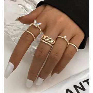 iF YOU 30 Pcs Vintage Gold Knuckle Rings Set, Boho Butterfly Snake Stackable Finger Rings for Women, Midi Ring Pack