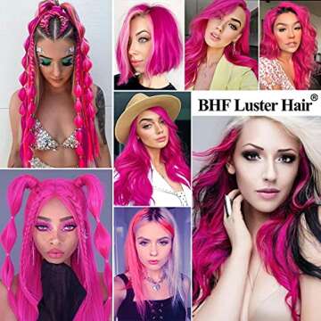 Colored Clip in Hair Extensions 20" 10pcs Straight Fashion Hairpieces for Party Highlights Pink