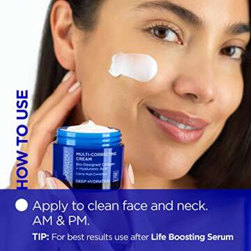 Andalou Naturals Deep Hydration Face Moisturizer, Multi-Correcting Cream, Day & Night Moisturizer for Face with Hyaluronic Acid & Vegan Collagen for Softer & More Supple Skin, 1.7 fl oz