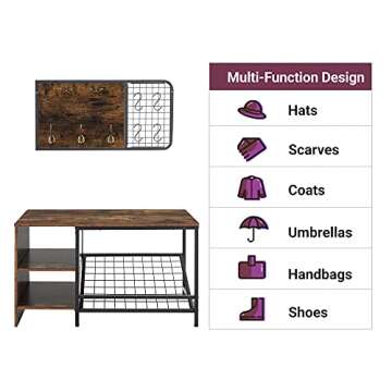 GOOD & GRACIOUS Coat Rack Shoe Bench for Entryway Organization