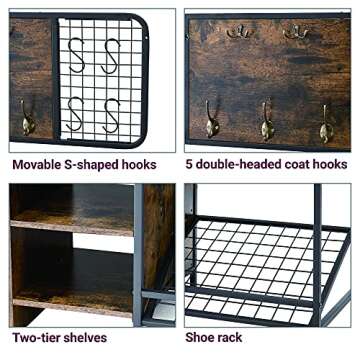 GOOD & GRACIOUS Coat Rack Shoe Bench for Entryway Organization