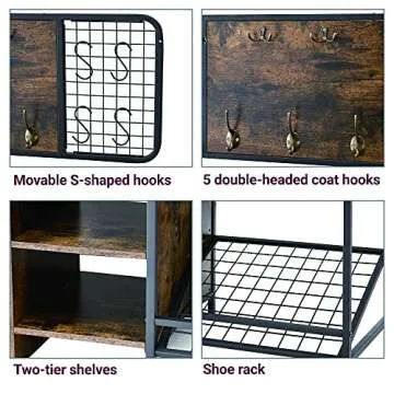 GOOD & GRACIOUS Coat Rack Shoe Bench for Entryway Organization