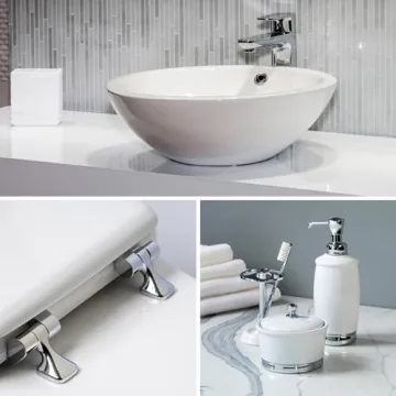 Durable MAYFAIR Edgewater Toilet Seat with Chrome Hinges