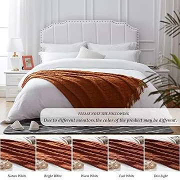 SunStyle Home Rust Throw Blanket for Couch 50 x 60 inches - Decorative Knitted Summer Blankets with Tassels - Soft Lightweight Woven Textured Solid Farmhouse Throw for All Seasons