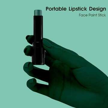 BADCOLOR Green Face Body Paint Stick, St Patrick's Day Blendable Eye Black Deep Green Face Painting Kit for Sports Camo, Halloween SFX Makeup Cosplay Joker Zombie Vampire Costume Parties