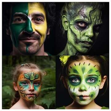 BADCOLOR Green Face Body Paint Stick, St Patrick's Day Blendable Eye Black Deep Green Face Painting Kit for Sports Camo, Halloween SFX Makeup Cosplay Joker Zombie Vampire Costume Parties