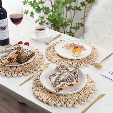 Boho Rattan Placemats Set of 6 Rustic Elegance for Dining