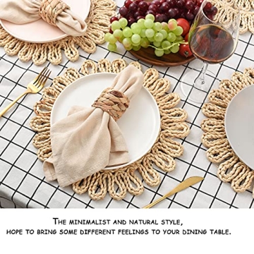 Boho Rattan Placemats Set of 6 Rustic Elegance for Dining