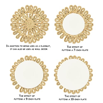 Boho Rattan Placemats Set of 6 Rustic Elegance for Dining