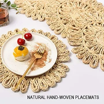 Boho Rattan Placemats Set of 6 Rustic Elegance for Dining