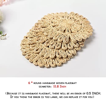 Boho Rattan Placemats Set of 6 Rustic Elegance for Dining