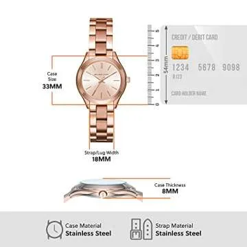 Michael Kors Slim Runway Three-Hand Rose Gold-Tone Stainless Steel Women's Watch (Model: MK3513)
