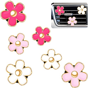 Frienda 6 Pcs Daisy Flower Air Vent Clip Set - Cute Car Decor and Air Freshener