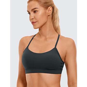 CRZ YOGA Butterluxe Womens Y Back Sports Bra - Padded Racerback Low Impact Spaghetti Thin Strap Work...