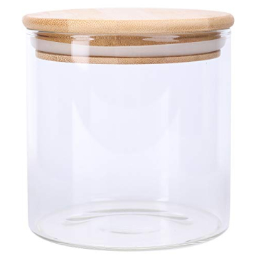 Lawei 4 Pack Glass Storage Jars with Airtight Bamboo Lids, 18.6 OZ Clear Glass Kitchen Canisters Food Storage Container for Dry Goods, Serving Tea, Coffee, Spice, Candy, Cookie
