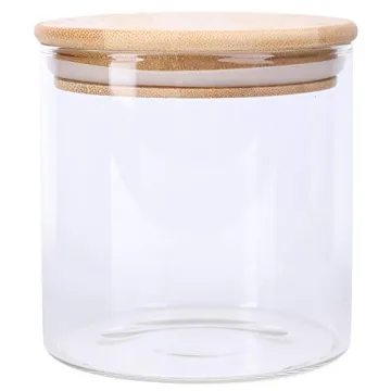 Lawei 4 Pack Glass Storage Jars with Airtight Bamboo Lids, 18.6 OZ Clear Glass Kitchen Canisters Food Storage Container for Dry Goods, Serving Tea, Coffee, Spice, Candy, Cookie