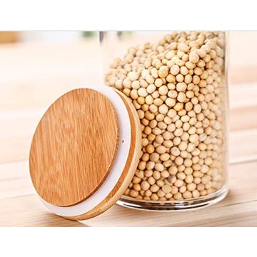 Lawei 4 Pack Glass Storage Jars with Airtight Bamboo Lids, 18.6 OZ Clear Glass Kitchen Canisters Food Storage Container for Dry Goods, Serving Tea, Coffee, Spice, Candy, Cookie