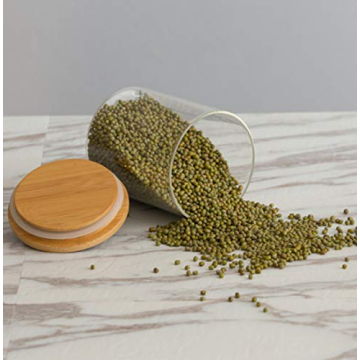 Lawei 4 Pack Glass Storage Jars with Airtight Bamboo Lids, 18.6 OZ Clear Glass Kitchen Canisters Food Storage Container for Dry Goods, Serving Tea, Coffee, Spice, Candy, Cookie