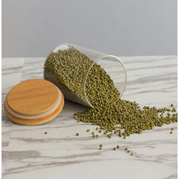 Lawei 4 Pack Glass Storage Jars with Airtight Bamboo Lids, 18.6 OZ Clear Glass Kitchen Canisters Food Storage Container for Dry Goods, Serving Tea, Coffee, Spice, Candy, Cookie