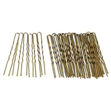 300 Bun Hair Bobby Pins U Shaped Pin with Box Hair Grips to Clip Ballet Hair Net for Women 6 CM/2.3 inch Golden