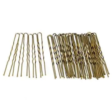 300 Bun Hair Bobby Pins U Shaped Pin with Box Hair Grips to Clip Ballet Hair Net for Women 6 CM/2.3 inch Golden