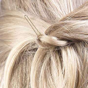 300 Bun Hair Bobby Pins U Shaped Pin with Box Hair Grips to Clip Ballet Hair Net for Women 6 CM/2.3 inch Golden