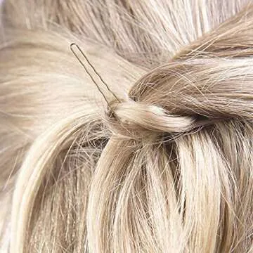 300 Bun Hair Bobby Pins U Shaped Pin with Box Hair Grips to Clip Ballet Hair Net for Women 6 CM/2.3 inch Golden