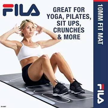 FILA Accessories Exercise Mat - Thick Yoga Mat for Fitness & Floor Gym Workouts | Includes Carrier Strap, 68" L x 24" W x 10mm, Ballet Pink (Rise)