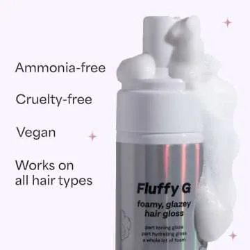 Fluffy G Hair Gloss by Hally Hair, (Clear) - 3.4 fl oz - Hair Glaze for Color-Treated, Fine, Dry & Frizzy Hair - High Shine Shiny Hair Products for Vibrant, Fluffy & Fuller-Looking Hair