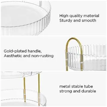 Vorey 360 Rotating Makeup Organizer Countertop Clear 2 Tier Bathroom Organizer Spinning Perfume Organizers, Skincare Organizers Makeup Carousel Cosmetic Brush Storage for Vanity, Countertop