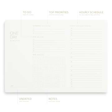 Pinesman - One Day, Elegant Daily Desk Planner, Gold Foiled, Minimalist Productivity Planner Pad, Time Blocking Hourly Schedule, To Do List Notepad, A4, 52 Pages, FSC™ Certified