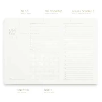 Pinesman - One Day, Elegant Daily Desk Planner, Gold Foiled, Minimalist Productivity Planner Pad, Time Blocking Hourly Schedule, To Do List Notepad, A4, 52 Pages, FSC™ Certified