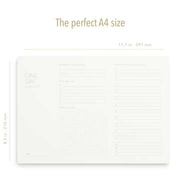 Pinesman - One Day, Elegant Daily Desk Planner, Gold Foiled, Minimalist Productivity Planner Pad, Time Blocking Hourly Schedule, To Do List Notepad, A4, 52 Pages, FSC™ Certified