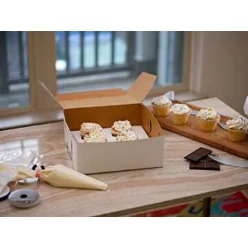 SCT White One-Piece Non-Window Bakery Boxes, 8 x 8 x 5, White, Paper, 100/Carton