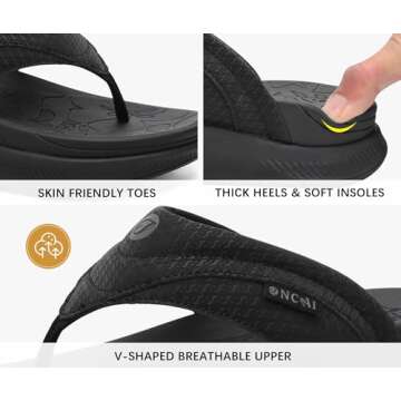 ONCAI Women's Orthopedic Flip Flops with Arch Support