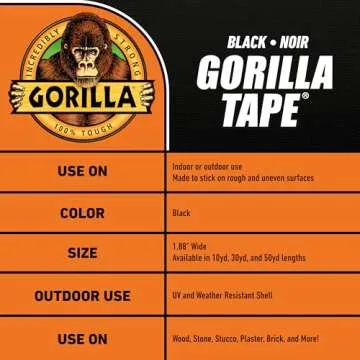 Gorilla Duct Tape, 1.88" x 50yd, Black