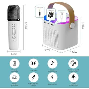 Wireless Bluetooth Karaoke Microphone with 2 Handheld Mics for Parties