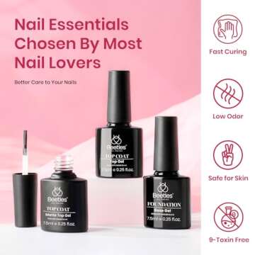 Beetles Gel Polish with Led Light Nail Lamp 12 Colors Manicure Kits, Kiss of the Rose White Nude Gel Nail Polish Grey Diy Home Gifts for Girls Women