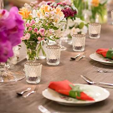 SHMILMH Clear Votive Candle Holders, Glass Tealight Candle Holders Bulk with Rim for Wedding Table Centerpiece Birthday Party Thanksgiving Decor, Set of 12