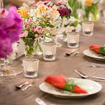 SHMILMH Clear Votive Candle Holders, Glass Tealight Candle Holders Bulk with Rim for Wedding Table Centerpiece Birthday Party Thanksgiving Decor, Set of 12