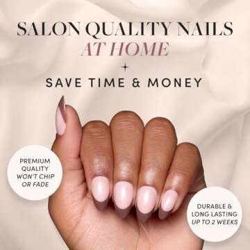 Glamnetic Press On Nails - Chocolat | Semi-Transparent Dark Brown French Tip Short Almond False Nail...
